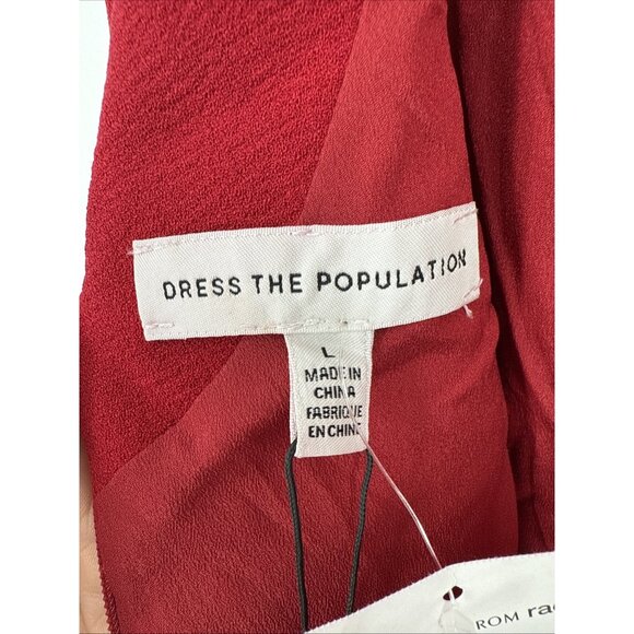 New Dress The Population Size Large Red Livia Midi Cocktail Dress Fit & Flare - Picture 7 of 10